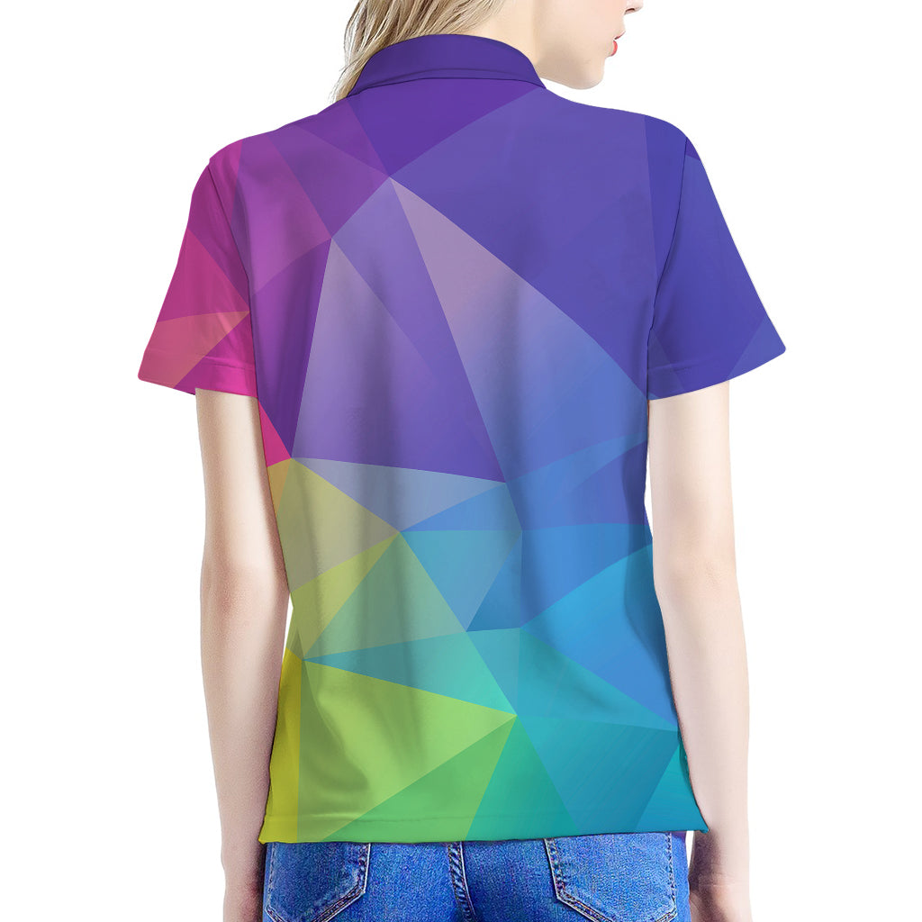 Colorful Polygonal Geometric Print Women's Polo Shirt