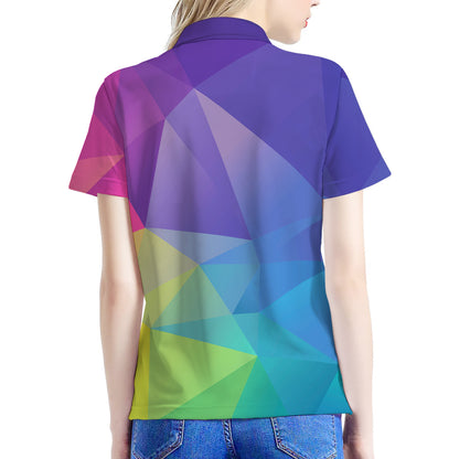 Colorful Polygonal Geometric Print Women's Polo Shirt