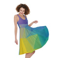 Colorful Polygonal Geometric Print Sleeveless Knee Length Dress
