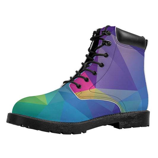 Colorful Polygonal Geometric Print Work Boots