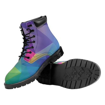 Colorful Polygonal Geometric Print Work Boots