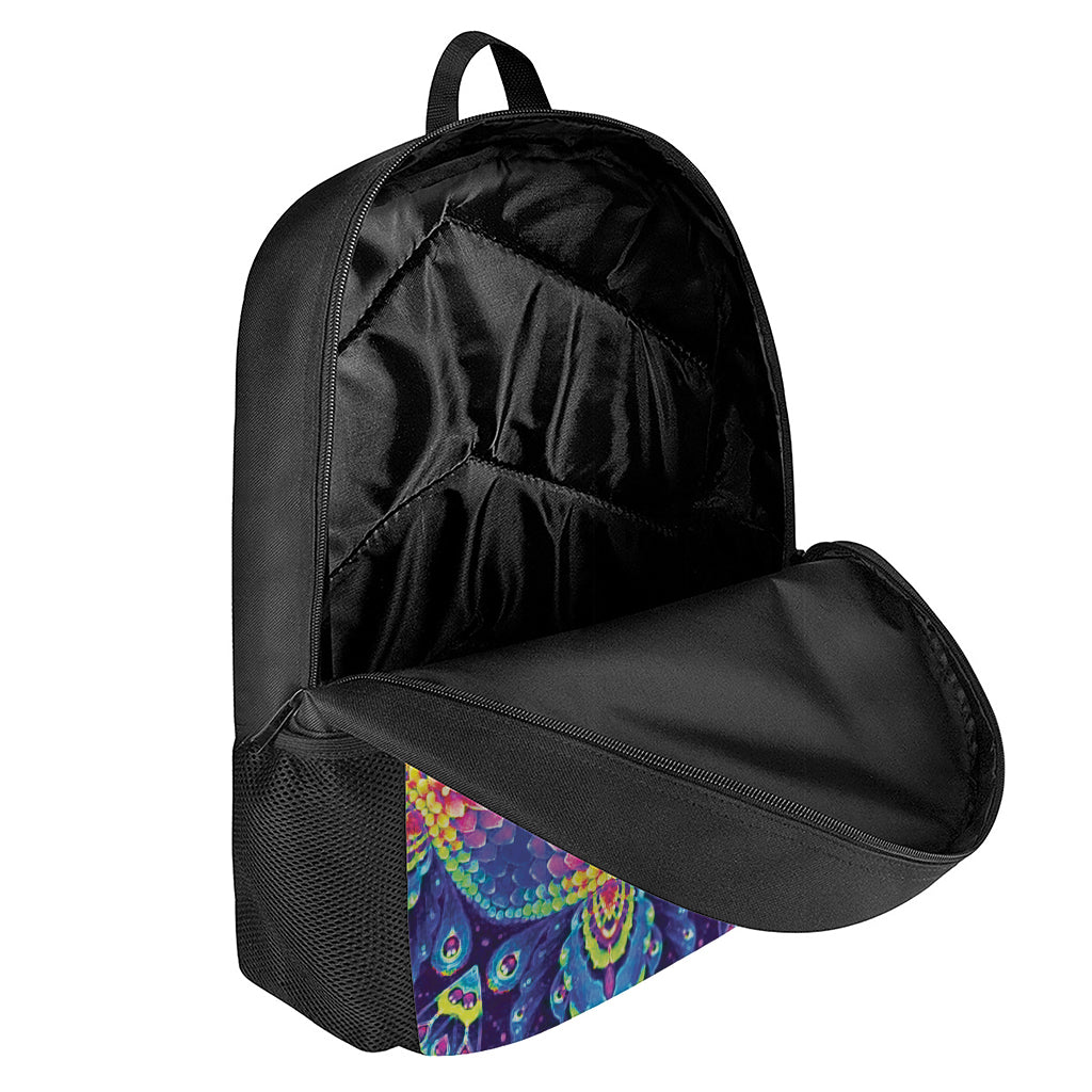 Colorful Psychedelic Kaleidoscope Print 17 Inch Backpack
