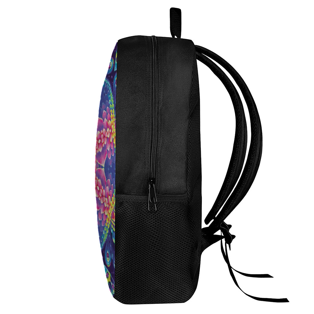 Colorful Psychedelic Kaleidoscope Print 17 Inch Backpack