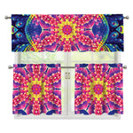 Colorful Psychedelic Kaleidoscope Print 3 Piece Kitchen Curtains