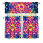 Colorful Psychedelic Kaleidoscope Print 3 Piece Kitchen Curtains