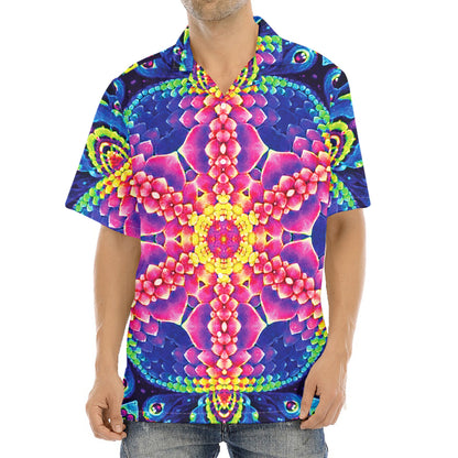 Colorful Psychedelic Kaleidoscope Print Aloha Shirt