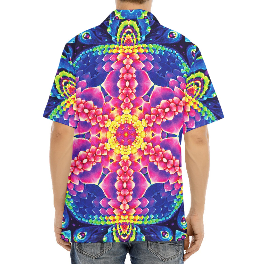 Colorful Psychedelic Kaleidoscope Print Aloha Shirt
