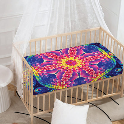 Colorful Psychedelic Kaleidoscope Print Baby Crib Sheet