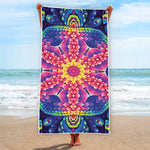 Colorful Psychedelic Kaleidoscope Print Beach Towel
