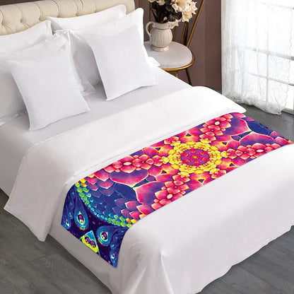 Colorful Psychedelic Kaleidoscope Print Bed Runner