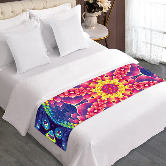 Colorful Psychedelic Kaleidoscope Print Bed Runner