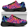 Colorful Psychedelic Kaleidoscope Print Black Chunky Shoes