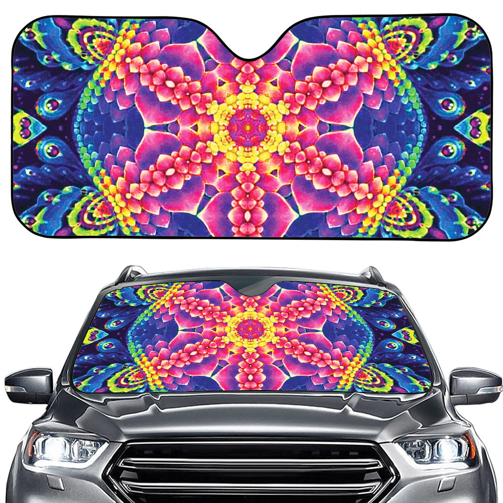 Colorful Psychedelic Kaleidoscope Print Car Windshield Sun Shade