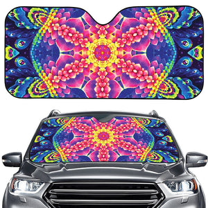 Colorful Psychedelic Kaleidoscope Print Car Windshield Sun Shade