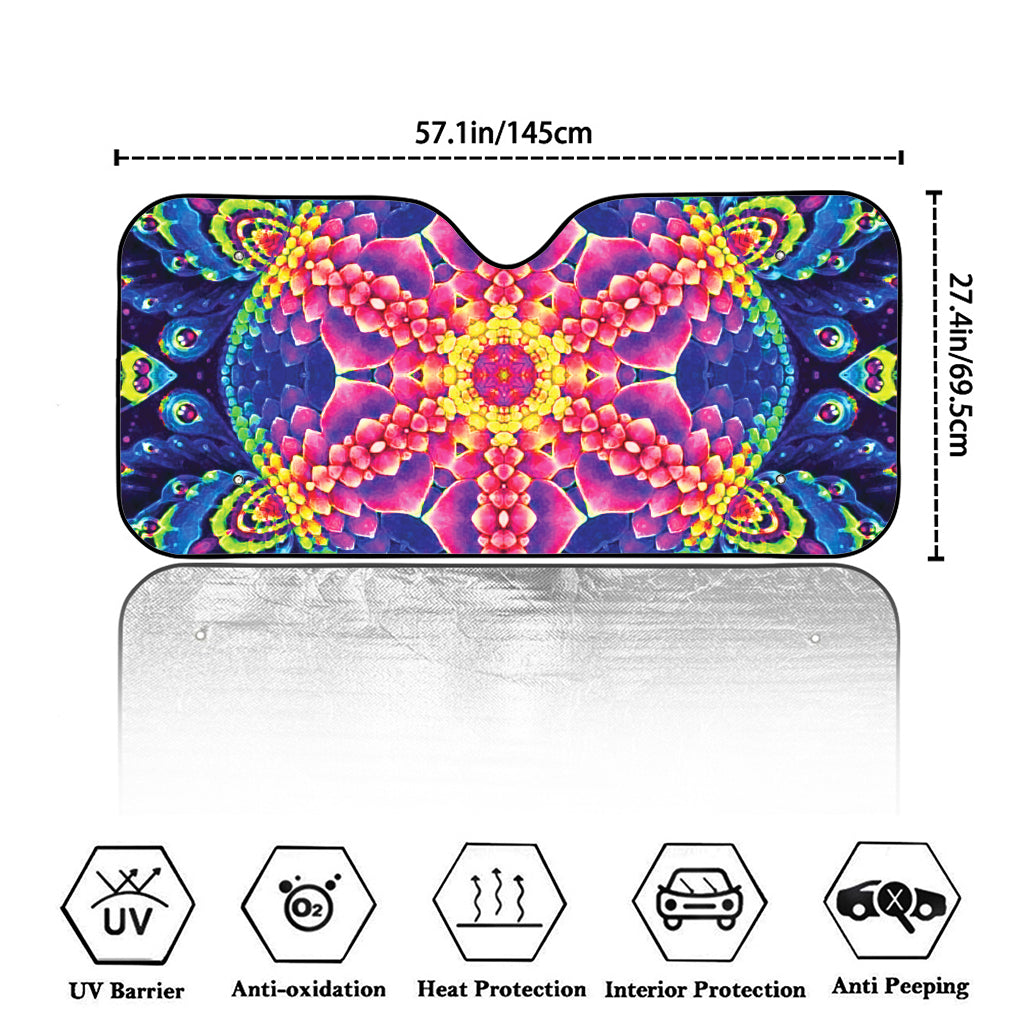 Colorful Psychedelic Kaleidoscope Print Car Windshield Sun Shade