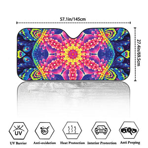 Colorful Psychedelic Kaleidoscope Print Car Windshield Sun Shade