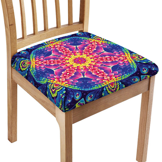 Colorful Psychedelic Kaleidoscope Print Chair Cushion Cover
