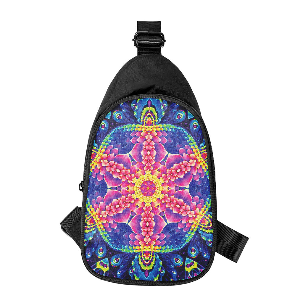 Colorful Psychedelic Kaleidoscope Print Chest Bag