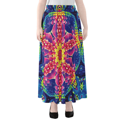Colorful Psychedelic Kaleidoscope Print Chiffon Maxi Skirt