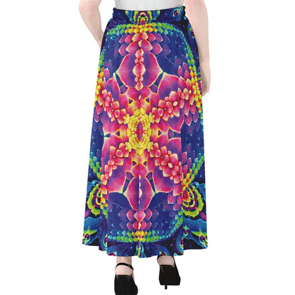 Colorful Psychedelic Kaleidoscope Print Chiffon Maxi Skirt
