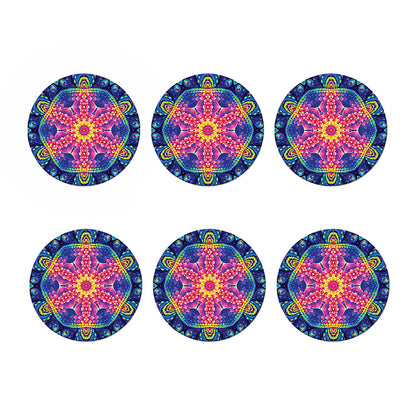 Colorful Psychedelic Kaleidoscope Print Coaster Set