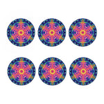Colorful Psychedelic Kaleidoscope Print Coaster Set