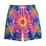 Colorful Psychedelic Kaleidoscope Print Cotton Shorts
