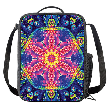 Colorful Psychedelic Kaleidoscope Print Crossbody Lunch Bag