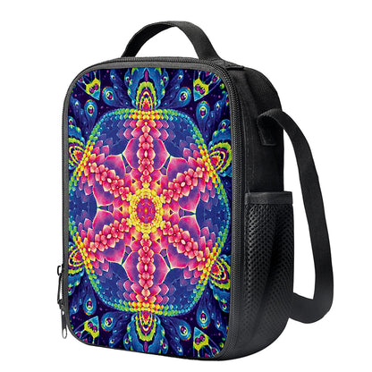 Colorful Psychedelic Kaleidoscope Print Crossbody Lunch Bag