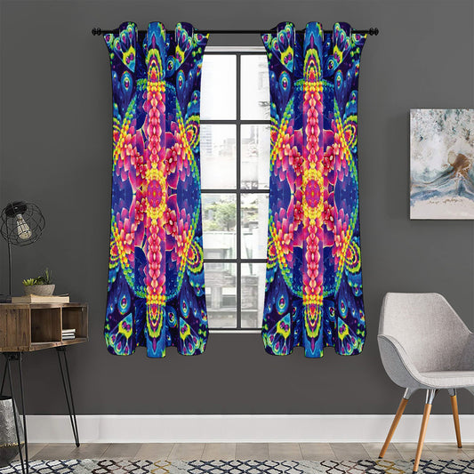 Colorful Psychedelic Kaleidoscope Print Curtain