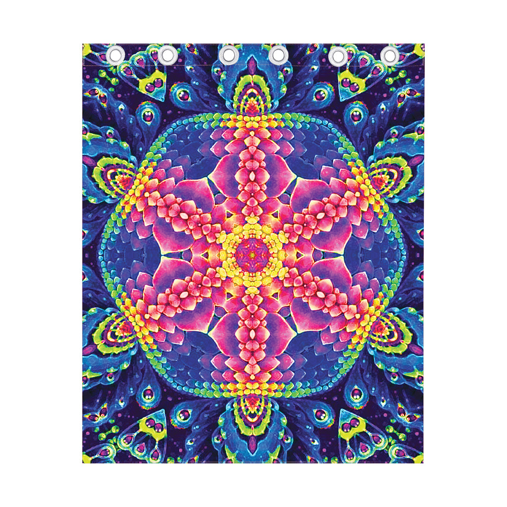 Colorful Psychedelic Kaleidoscope Print Curtain