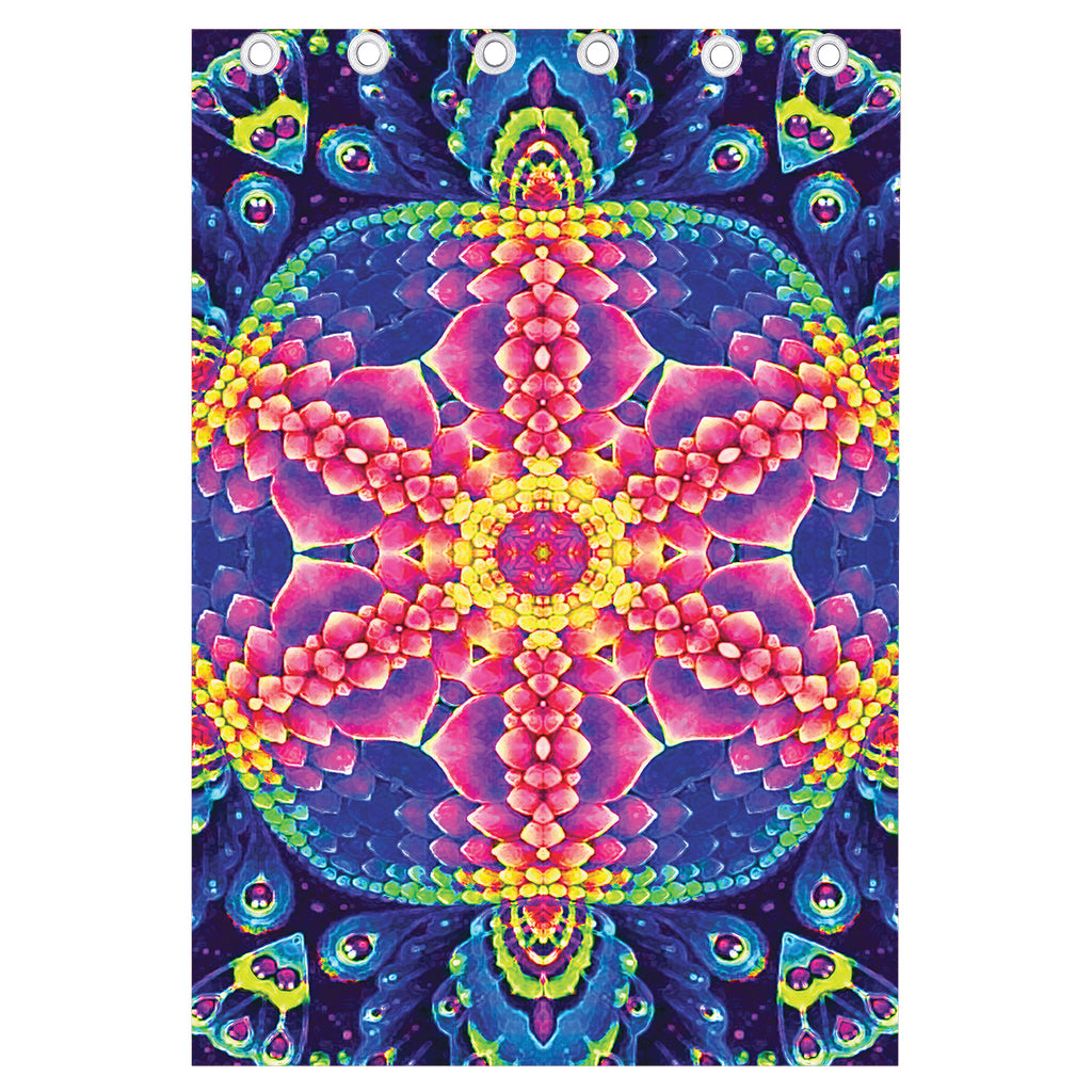 Colorful Psychedelic Kaleidoscope Print Curtain