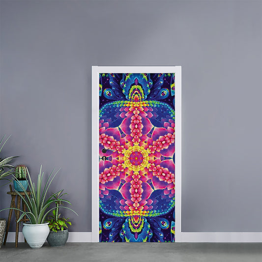 Colorful Psychedelic Kaleidoscope Print Door Sticker