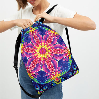 Colorful Psychedelic Kaleidoscope Print Drawstring Backpack