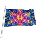 Colorful Psychedelic Kaleidoscope Print Flag