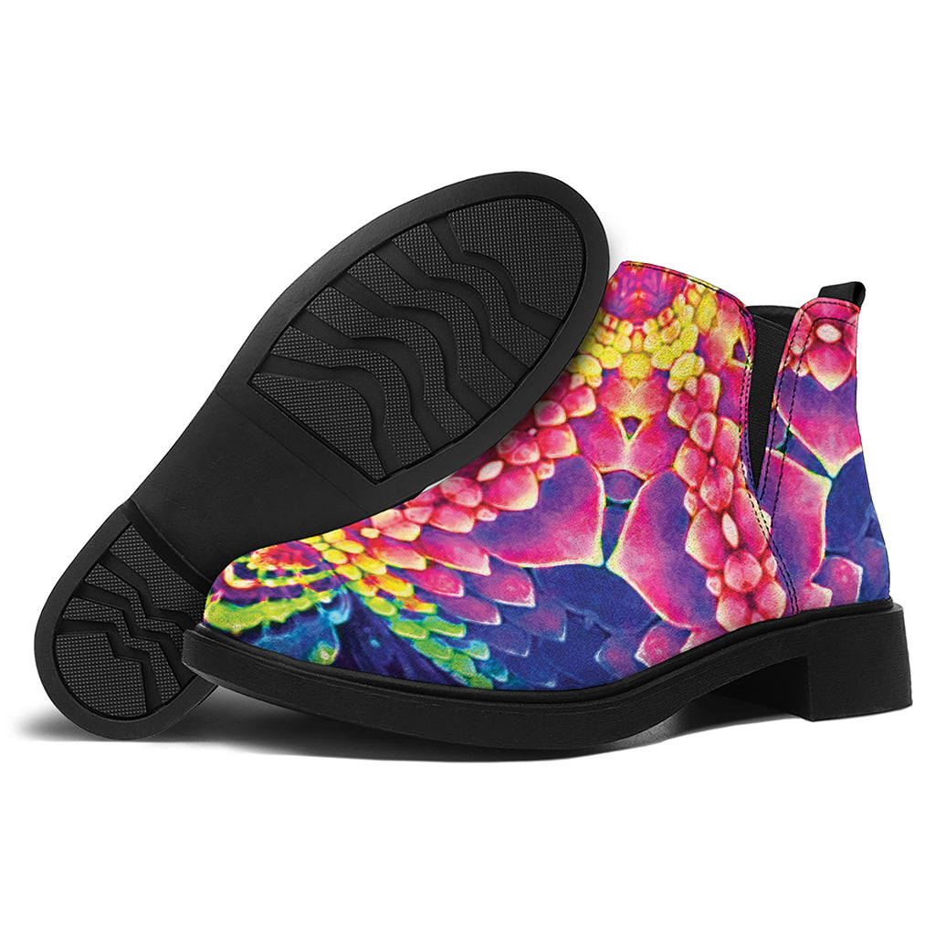 Colorful Psychedelic Kaleidoscope Print Flat Ankle Boots