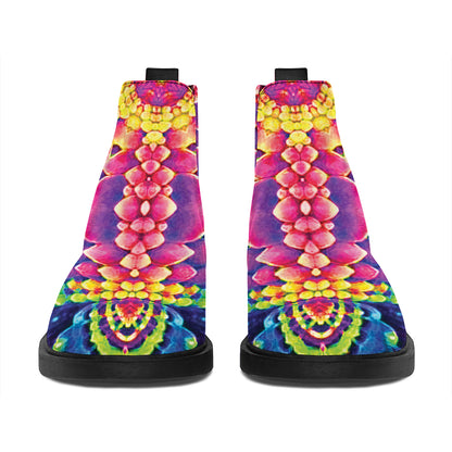 Colorful Psychedelic Kaleidoscope Print Flat Ankle Boots