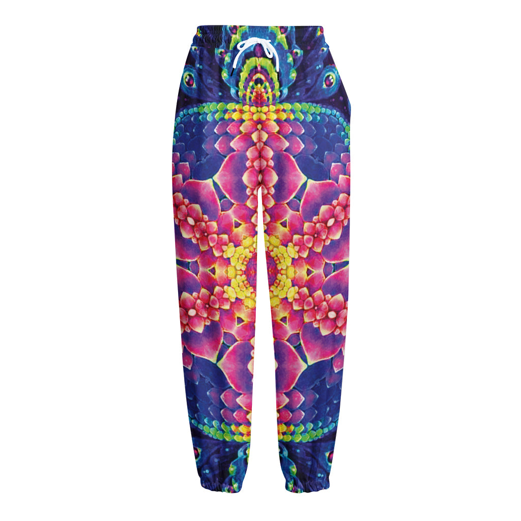Colorful Psychedelic Kaleidoscope Print Fleece Lined Knit Pants
