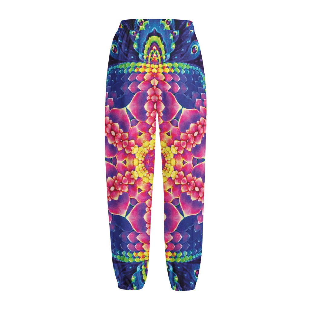 Colorful Psychedelic Kaleidoscope Print Fleece Lined Knit Pants
