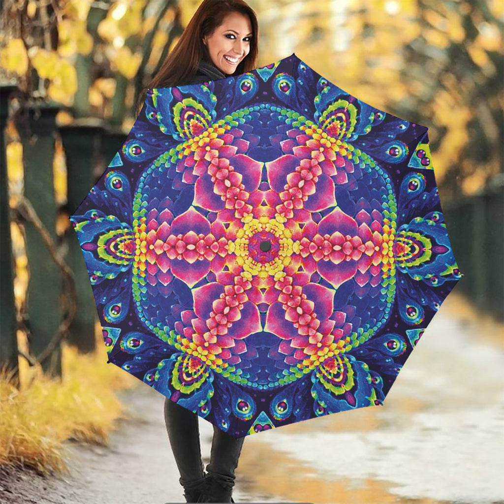 Colorful Psychedelic Kaleidoscope Print Foldable Umbrella