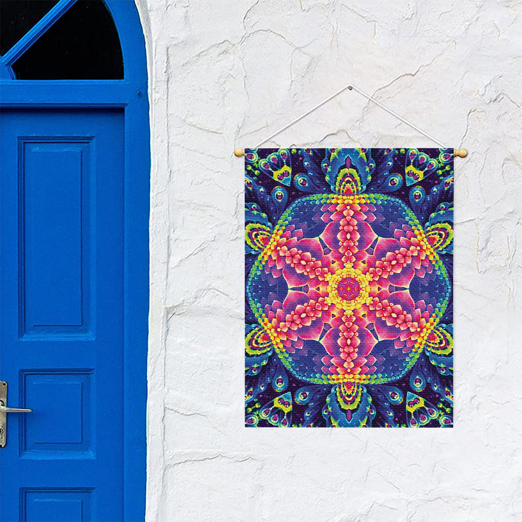 Colorful Psychedelic Kaleidoscope Print Garden Flag