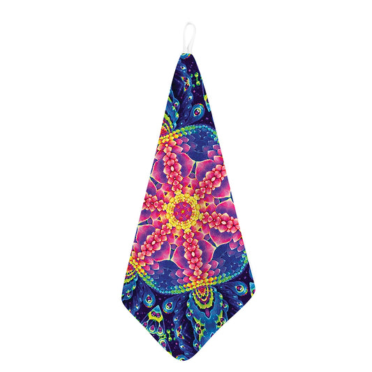 Colorful Psychedelic Kaleidoscope Print Hand Towel