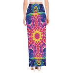 Colorful Psychedelic Kaleidoscope Print High Slit Maxi Skirt