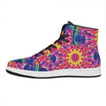 Colorful Psychedelic Kaleidoscope Print High Top Leather Sneakers