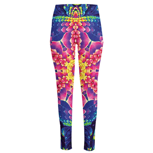 Colorful Psychedelic Kaleidoscope Print High-Waisted Pocket Leggings