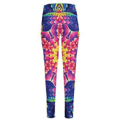 Colorful Psychedelic Kaleidoscope Print High-Waisted Pocket Leggings