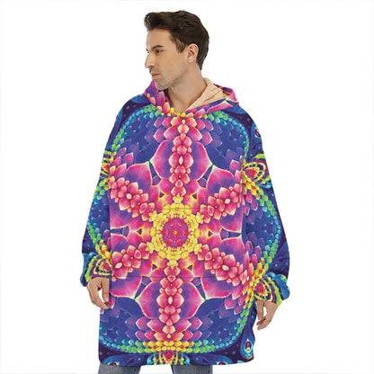 Colorful Psychedelic Kaleidoscope Print Hoodie Blanket