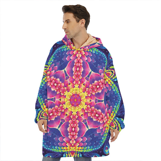 Colorful Psychedelic Kaleidoscope Print Hoodie Blanket