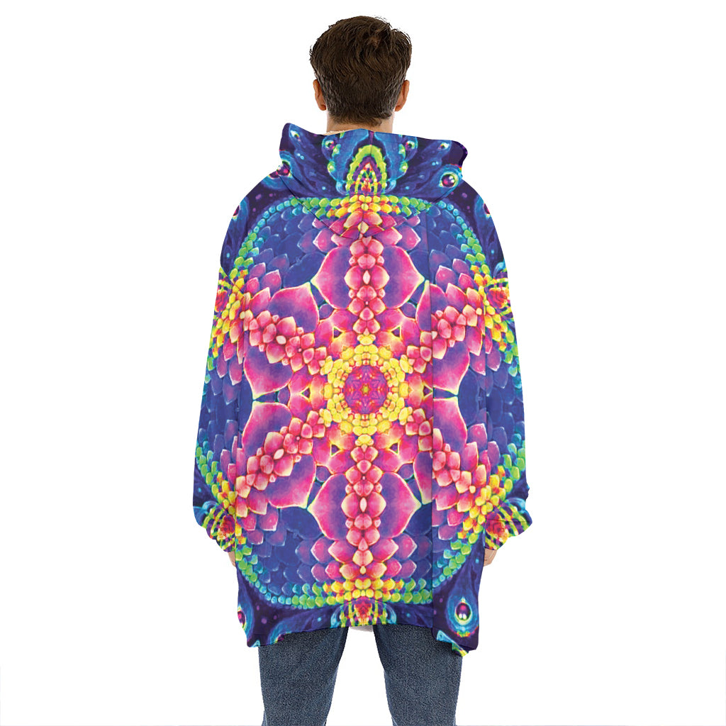Colorful Psychedelic Kaleidoscope Print Hoodie Blanket