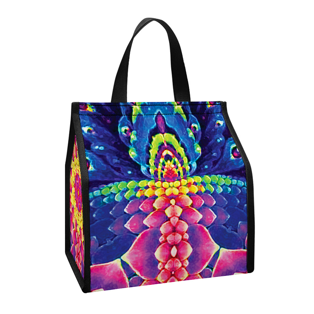 Colorful Psychedelic Kaleidoscope Print Insulated Lunch Tote